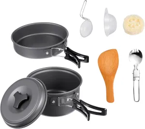 Camping Cooking Utensils Set Portable Camping Pot Set Non-Stick Coating 1-2 Person