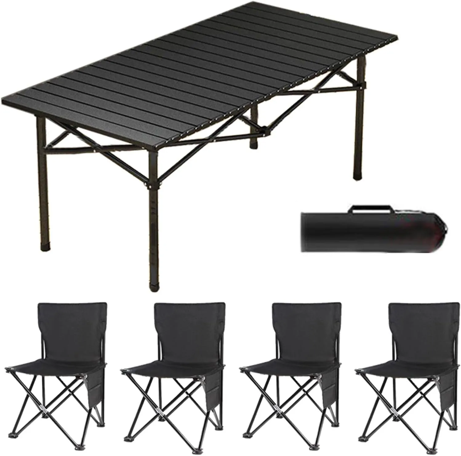 Camping Folding air and Table Set with Roll up Carbon Steel Folding Bea Picnic Tables Collapsible Backpack Lawn air for More People Party, BBQ