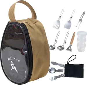 Camping Kitchen Set | BBQ Tableware Set | Cooking Utensil Kit, Portable Camping Accessories Folding Organizer Bag Hiking Cookware Kit Bowls and Forks Camping Utensil Set Tableware Cooking Kit