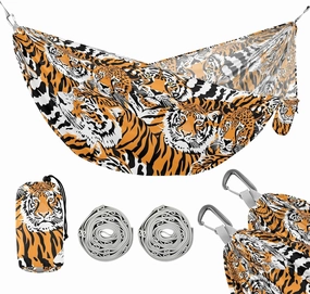 Camping Hammock Outdoor Hammocks for Outside Tigers Beach Trees Portable Lightweight with Pockets Tree Straps Indoor