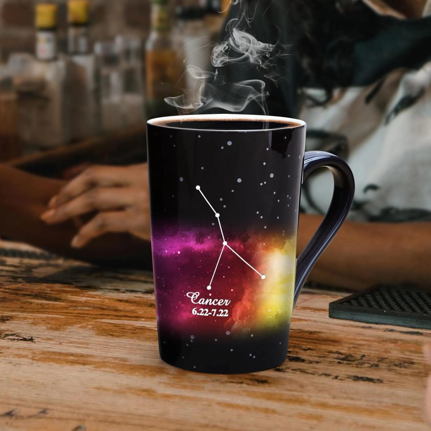 Cancer Heat Changing Constellation Mug 12oz, Horoscope Cancer Coffee Mug, Moon Stary Ceramic Color Changing Cup, Astrology Sign, Holiday Birthday Gift, June July Magic Presents.