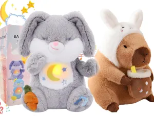 Capybara Plush Bunny Breathing Stuffed Animal, Soft Easter Bunny Capybara Stuffed Animal, Sleep Buddy Soothing Breathing Stuffed Bunny for Anxiety Adults and Kids Easter Basket Stuffers Gifts