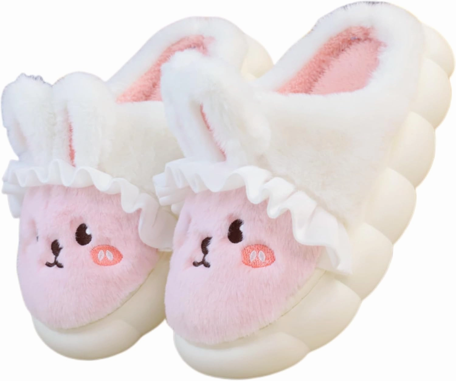 Cartoon Cute Rabbit Soft Cute Cute Plush Slippers, Heel Wrapped Cotton Slippers,Animal Home Shoes