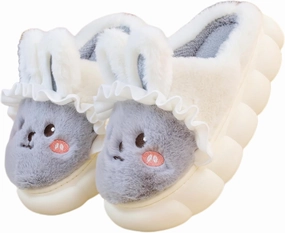 Cartoon Cute Rabbit Soft Cute Cute Plush Slippers, Heel Wrapped Cotton Slippers,Animal Home Shoes