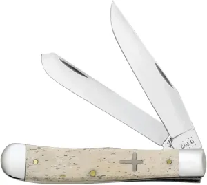 Case XX WR Pocket Knife Trapper Natural Bone Cross Shield Item #6721 - (6254 SS) - Length Closed: 4 1/8 Inches