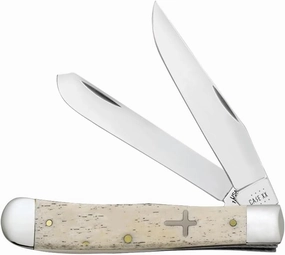 Case XX WR Pocket Knife Trapper Natural Bone Cross Shield Item #6721 - (6254 SS) - Length Closed: 4 1/8 Inches