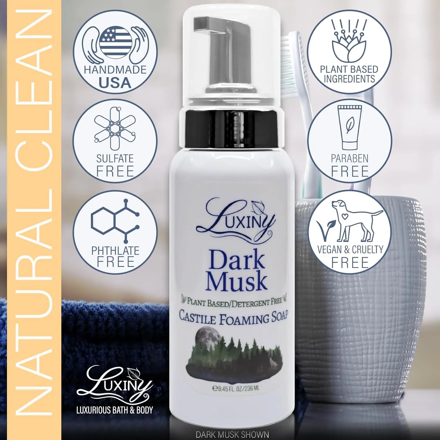 Castile soap, Liquid Foaming Hand Soap, Hand Wash for the Kitchen & Bathroom, Palm Oil Free, Vegan & Cruelty Free, Made in the USA, 8.45 oz., 2 Pack (Black Raspberry Vanilla)