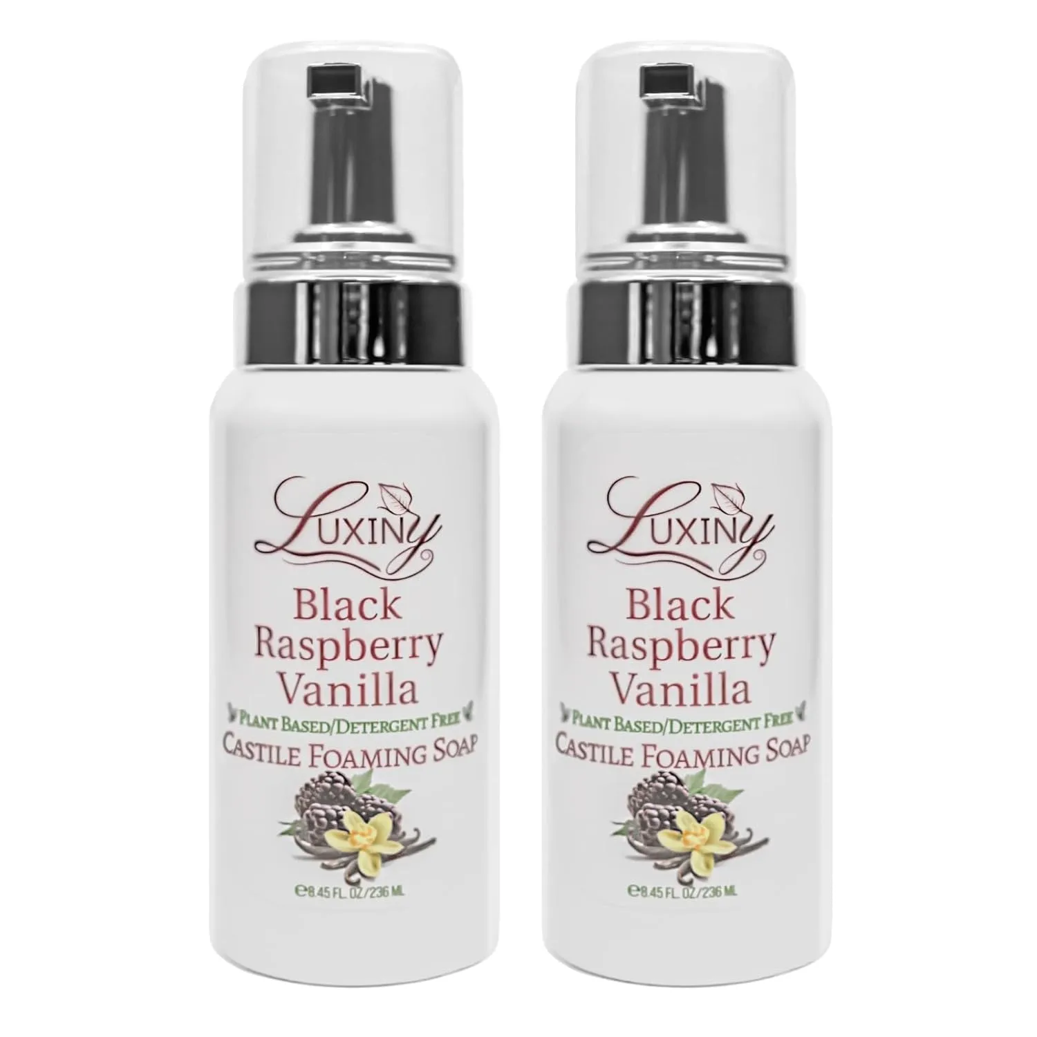 Castile soap, Liquid Foaming Hand Soap, Hand Wash for the Kitchen & Bathroom, Palm Oil Free, Vegan & Cruelty Free, Made in the USA, 8.45 oz., 2 Pack (Black Raspberry Vanilla)