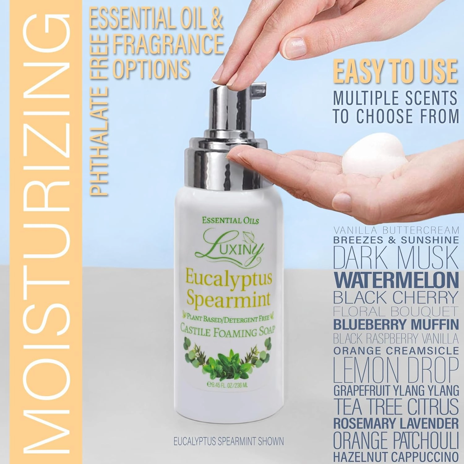 Castile soap, Liquid Foaming Hand Soap, Hand Wash for the Kitchen & Bathroom, Palm Oil Free, Vegan & Cruelty Free, Made in the USA, 8.45 oz., 2 Pack (Dark Musk)