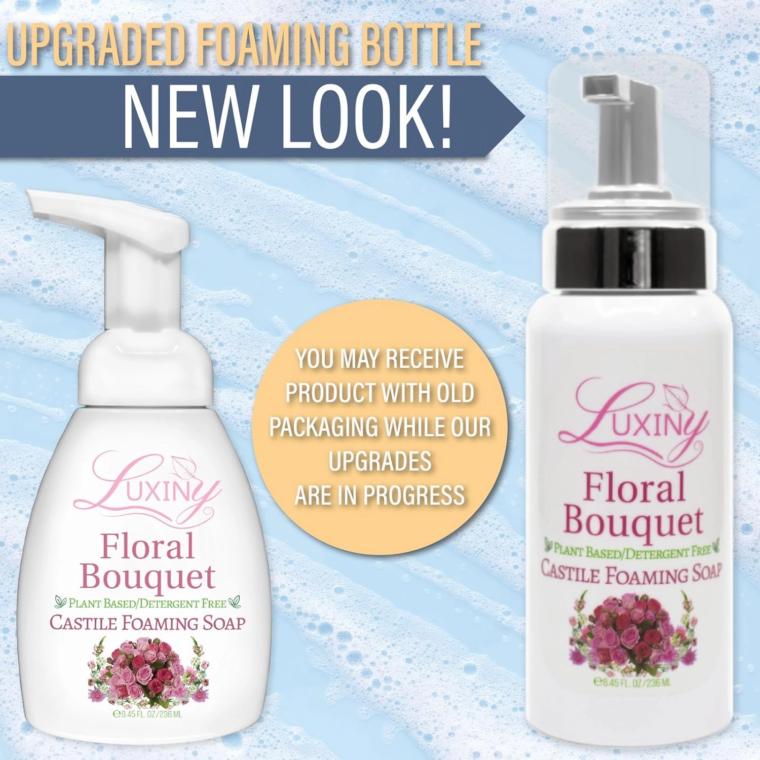 Castile soap, Liquid Foaming Hand Soap, Hand Wash for the Kitchen & Bathroom, Palm Oil Free, Vegan & Cruelty Free, Made in the USA, 8.45 oz., 2 Pack (Floral Bouquet)