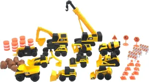 CAT Construction Toys, Little Machines Mega Set, 40-Piece Yellow Vehicles and Construction Site Accessories, Includes Dump Truck, Crane, Excavator, Bulldozer and more, for Kids and Toddlers Ages 3 