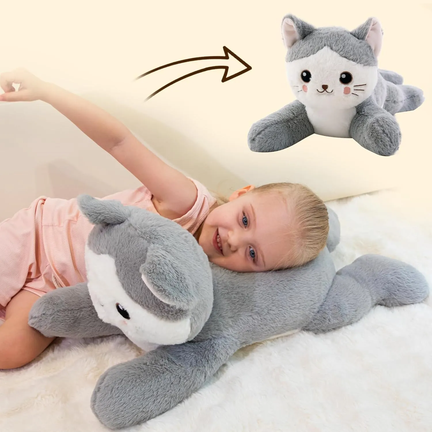 Cat Stuffed Animals 24 inch, Soft Cat Plush, Cute Stuffed Cat Plush Cat PlushieGift for Kids Girls, Birthday,Valentine,Christmas