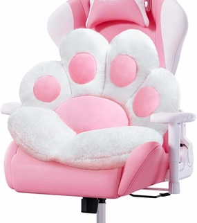 Cat Paw Cushion Cute Chair Cushions Kawaii Cat Paw Shape 28"x 24"Gaming Chair Cushion Kitty Plush Lazy Sofa Pillow for Girl Gamer Chair,Kawaii Accessories Stuff Room Decor (White)
