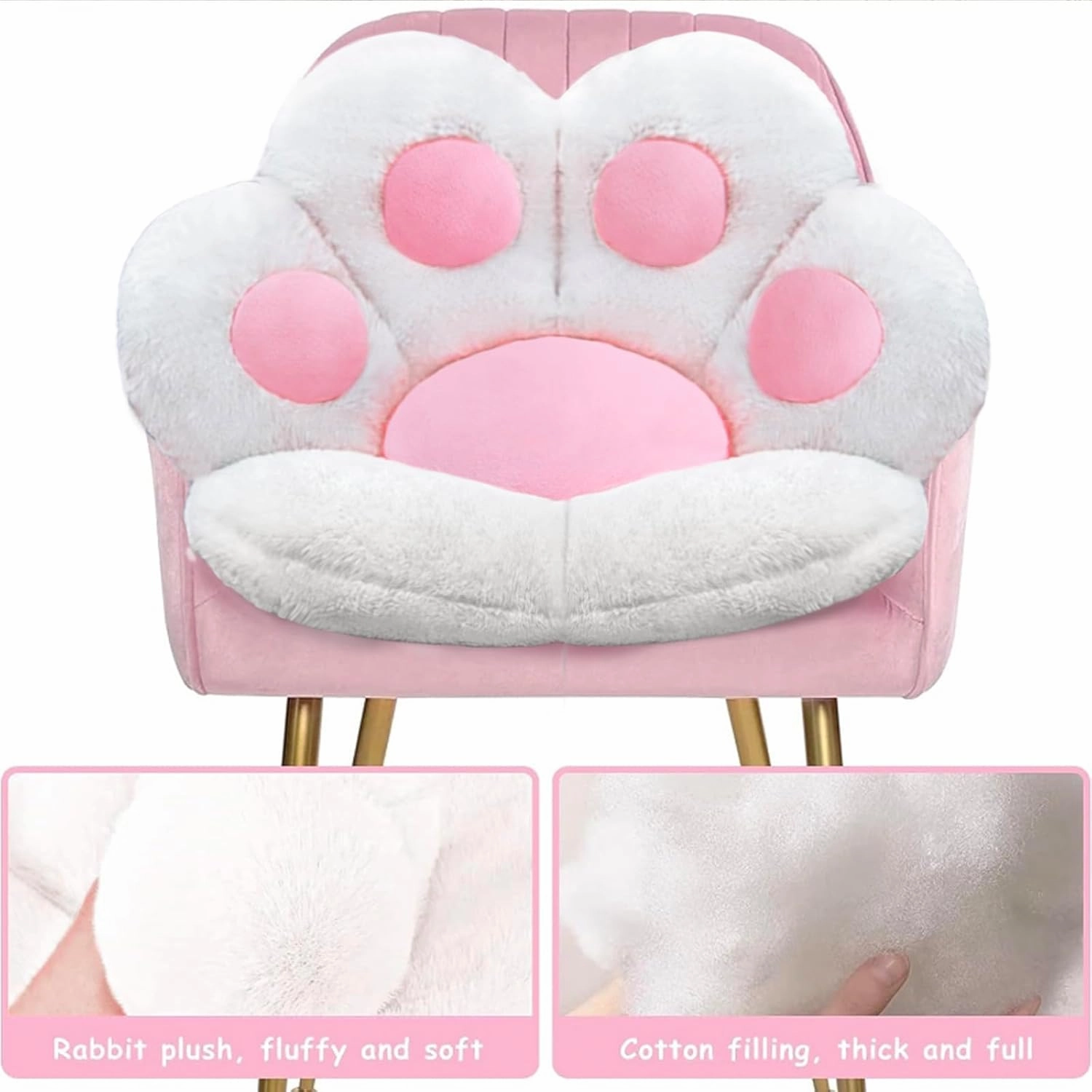 Cat Paw Cushion Cute Chair Cushions Kawaii Cat Paw Shape 28"x 24"Gaming Chair Cushion Kitty Plush Lazy Sofa Pillow for Girl Gamer Chair,Kawaii Accessories Stuff Room Decor (White)