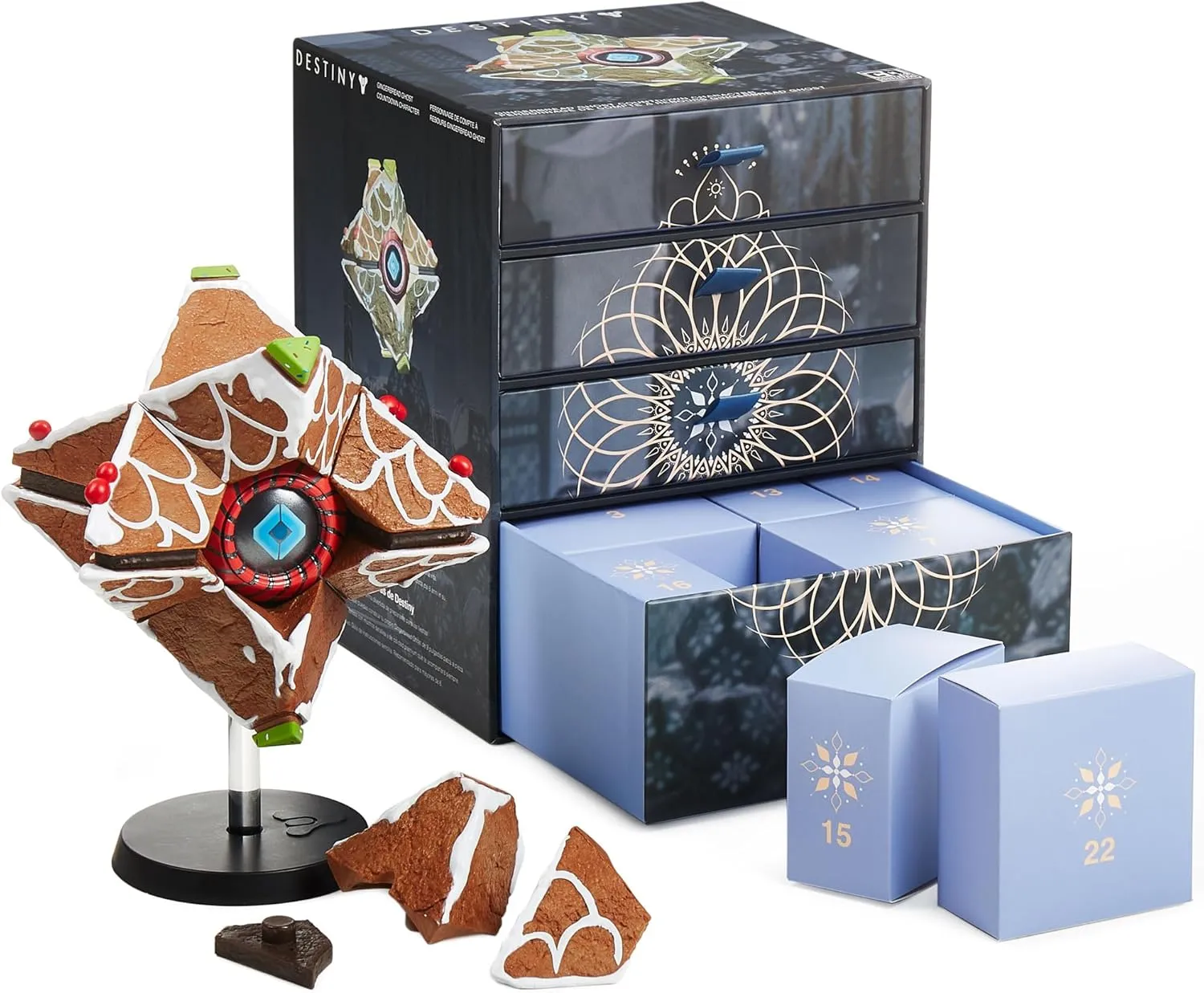 CC Countdown Characters 2024 Destiny Gingerbread Ghost Shell Collectible Figure - Official Destiny Merchandise - Buildable Advent Calendar Statue