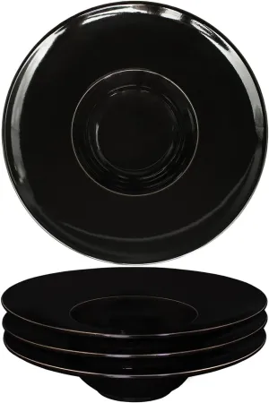 Ceramics Rimmed Soup Bowls 5.1 oz, Black 8.5 inch Exquisite small soup plate Set of 4, Pasta plates With Rim is the best choice for hotels, kitchens, fine restaurants and gourmets