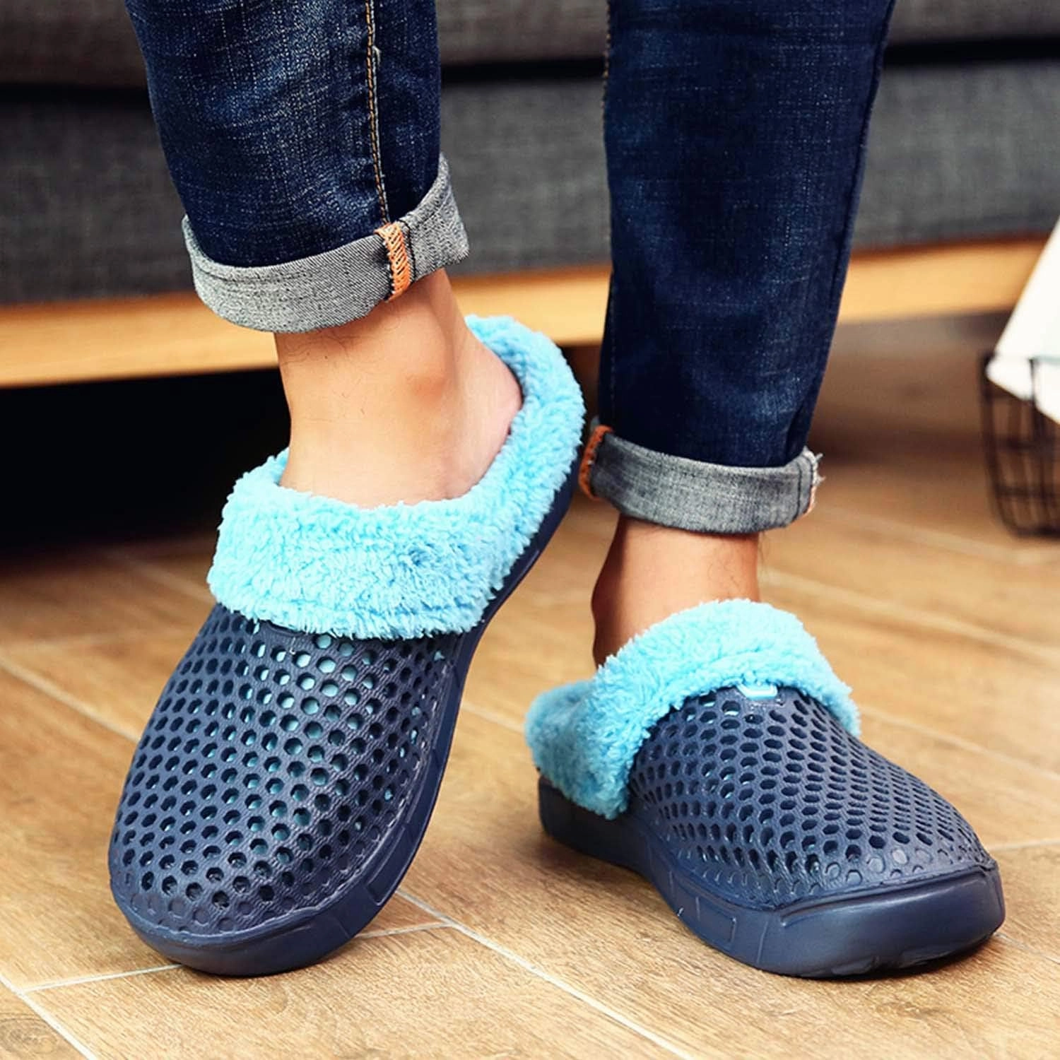 CERYTHRINA Men's Women's Lined Clog Breathable Mesh Lining Indoor Outdoor Walking Garden Clogs Winter Slippers