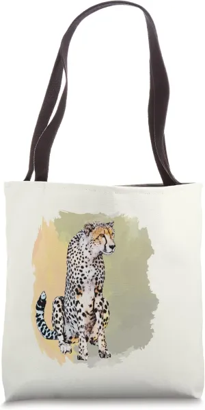 Cheetah on Alert Full Figure Watercolor for Cheetah Fans Tote Bag