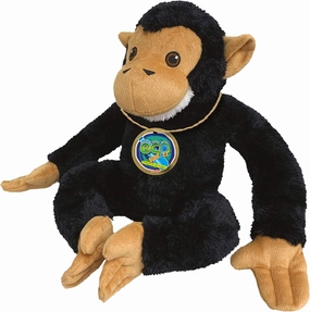Chimp from Deluxebase. 8-inch Sustainable Plush Animal from Recycled Materials, Eco-Friendly Soft Stuffed Toy, Child-Safe Gift with Embroidered Eyes.
