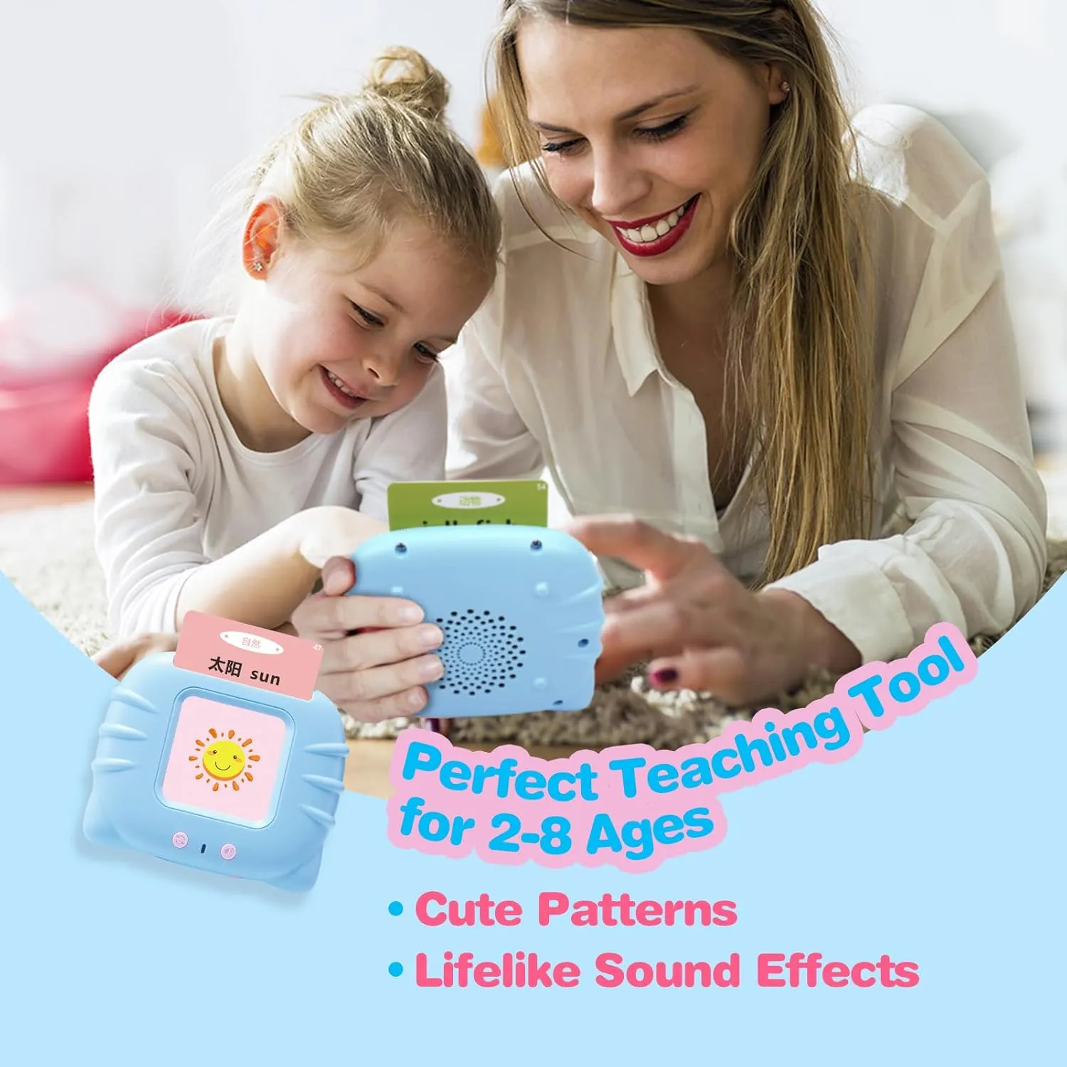 Chinese & English Bilingual Talking Flash Cards for Toddler/Beginning - Learning Educational Toy to Learn Chinese/English,Talking Flash Cards for Ages 2 