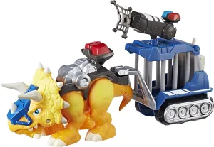 Chomp Squad Playskool Officer Lockup, Triceratops Dinosaur Figure, Police Toy with Pretend Jail Cell, Dinosaur Toy for Kids 3 Years and Up (Amazon Exclusive)