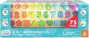 Chuckle & Roar Montessori Shapes & Numbers Wooden Puzzle