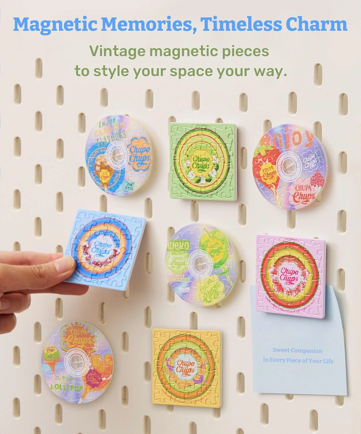 Chupa Chups X PieceRelax Magnet Puzzle for Adults 128 Pieces - Timeless Memories - Hits of 1990 Unique Gift & Home Décor with Plastic Jigsaw Puzzle [D1588]