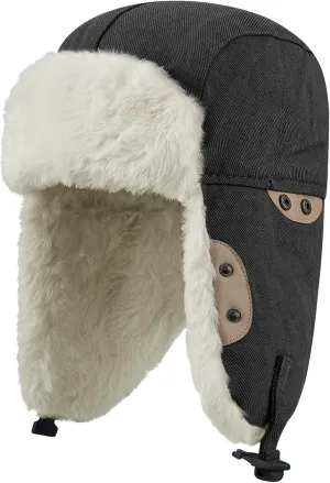 Clakllie Faux Fur Trapper Hat Warm Eskimo Hat Russian Trooper Hats Unisex Earflaps Hat with Chin Strap Winter Snow Cap