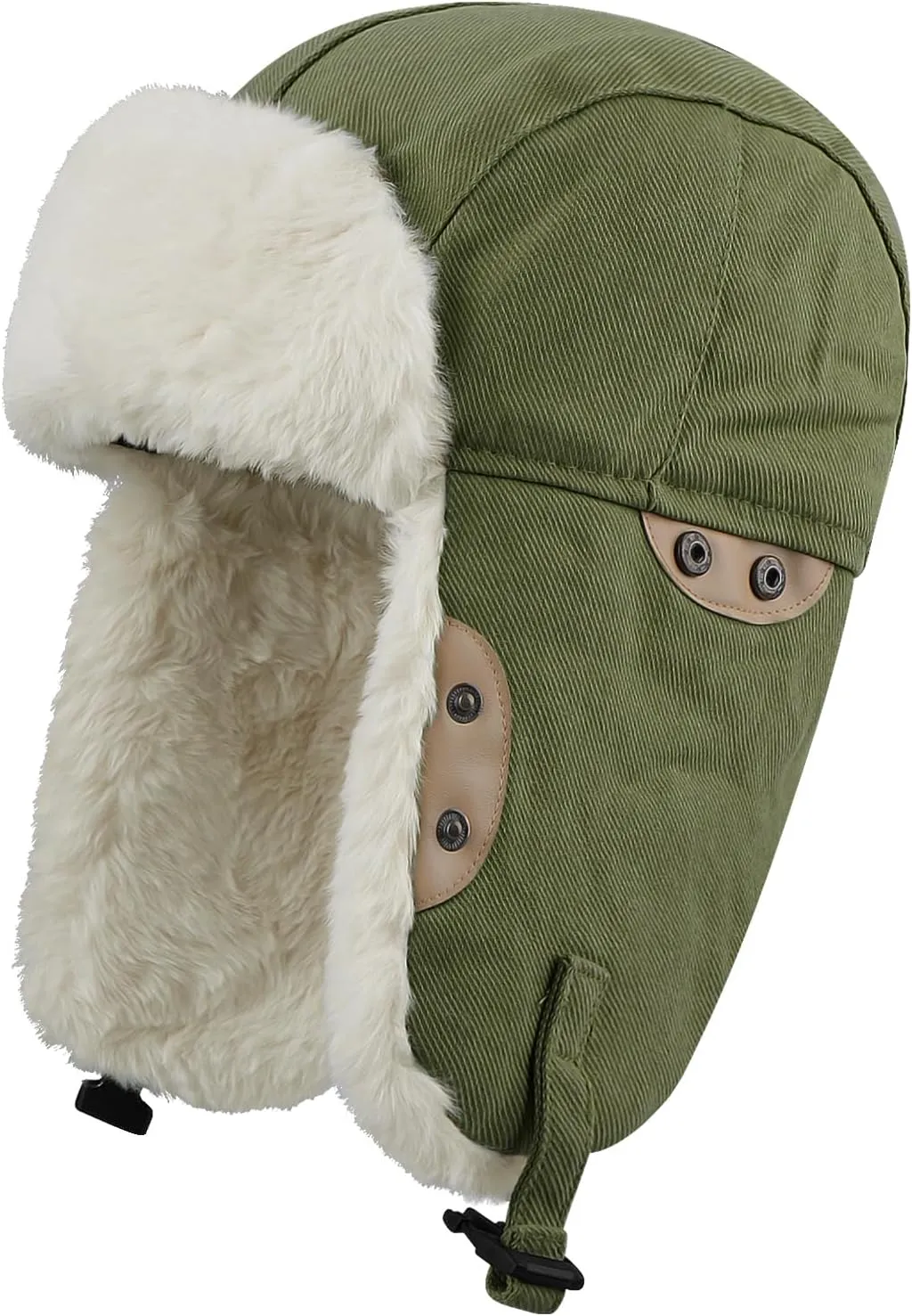 Clakllie Faux Fur Trapper Hat Warm Eskimo Hat Russian Trooper Hats Unisex Earflaps Hat with Chin Strap Winter Snow Cap