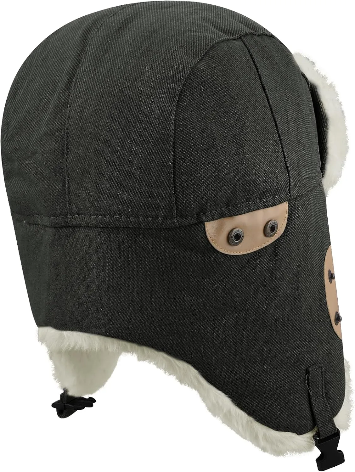 Clakllie Faux Fur Trapper Hat Warm Eskimo Hat Russian Trooper Hats Unisex Earflaps Hat with Chin Strap Winter Snow Cap