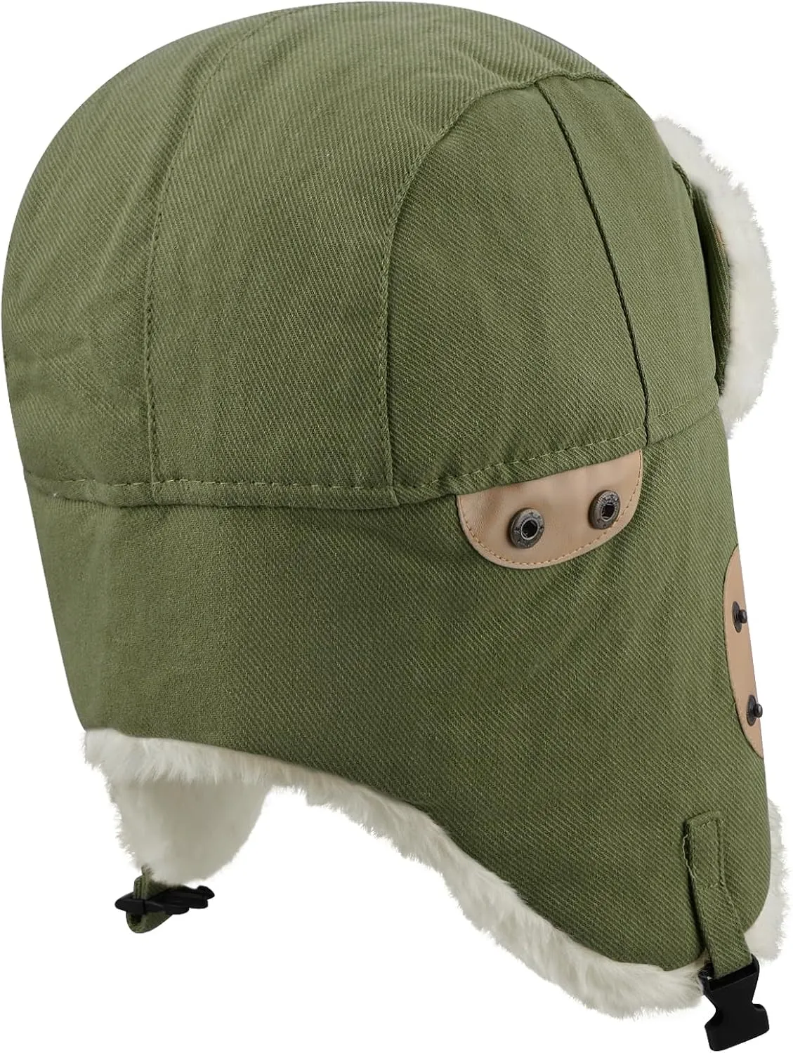 Clakllie Faux Fur Trapper Hat Warm Eskimo Hat Russian Trooper Hats Unisex Earflaps Hat with Chin Strap Winter Snow Cap