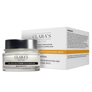 CLARA'S NEW YORK | Brightening Vitamin C Moisturizer Face Cream | with Hyaluronic Acid | Acne Scars Dark Spots Reduce Fine Lines, Healthy Glowing Skin | Non-sticky, Fast-absorbing | 50ml MADE IN USA