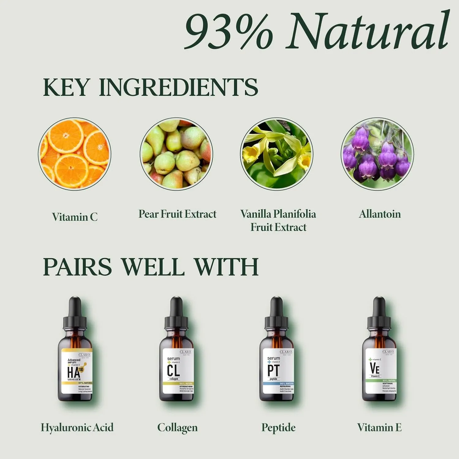 CLARA'S NEW YORK | Brightening Vitamin C Moisturizer Face Cream | with Hyaluronic Acid | Acne Scars Dark Spots Reduce Fine Lines, Healthy Glowing Skin | Non-sticky, Fast-absorbing | 50ml MADE IN USA