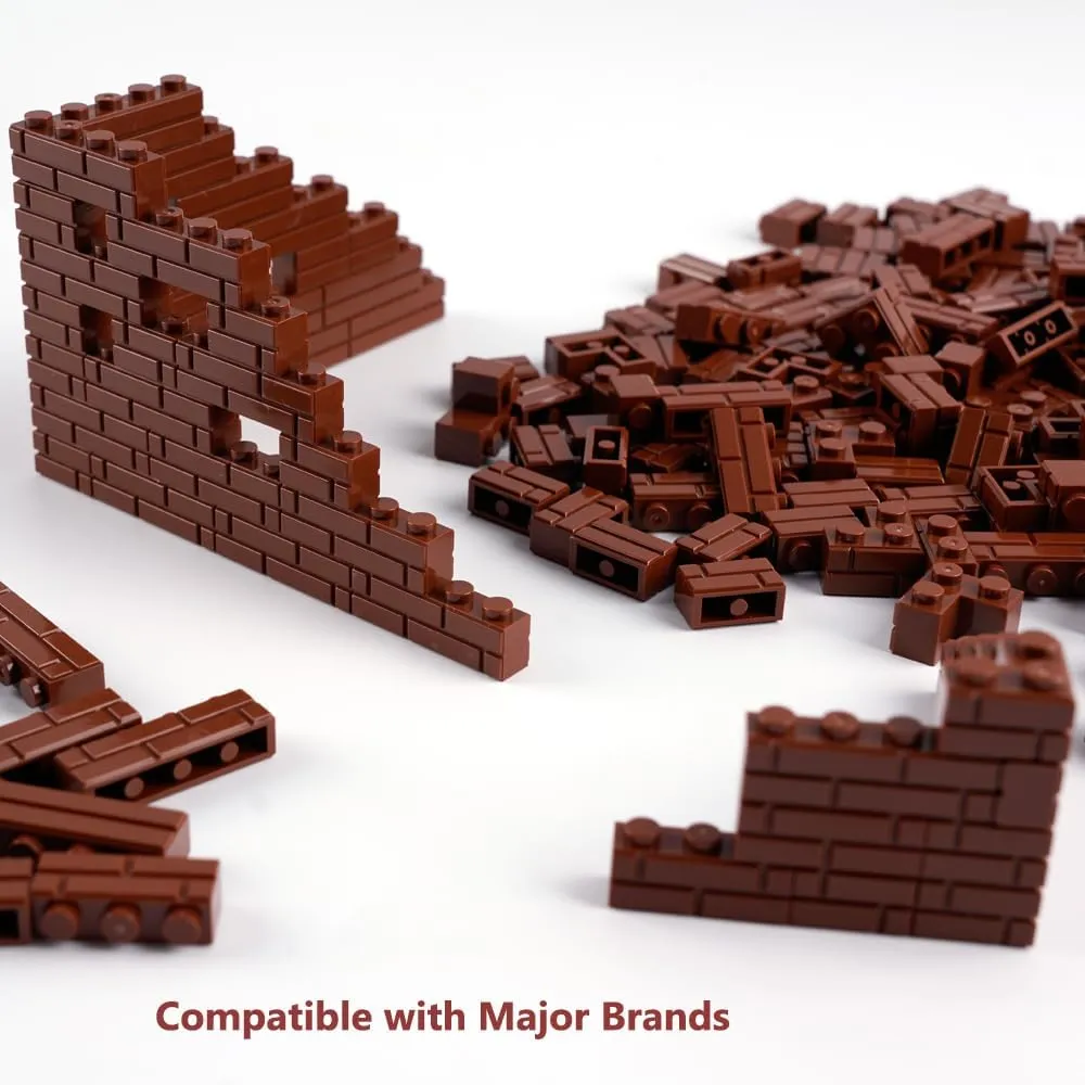 Classic Wall Bricks Building Block: 340 PCS Masonry Profile Brick Parts and Pieces Sets(Brown)