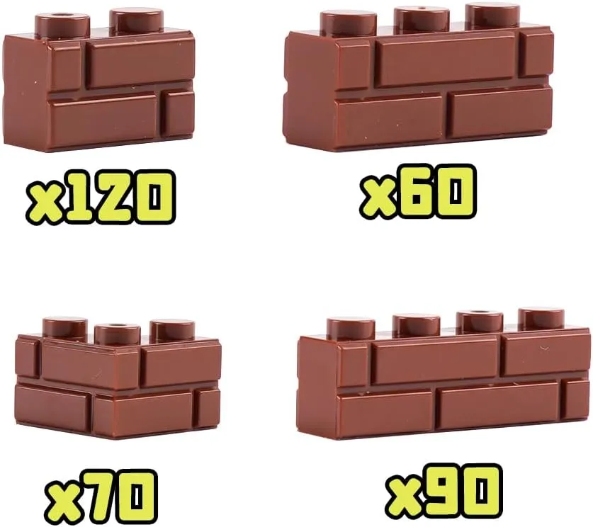 Classic Wall Bricks Building Block: 340 PCS Masonry Profile Brick Parts and Pieces Sets(Brown)