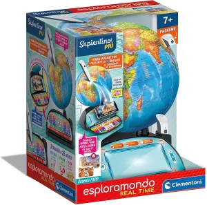Clementoni Sapientino Più - Real Time Explorer, Interactive Talking, Educational Globe with Bluetooth Pen and App, for Kids 6 Years - 16446