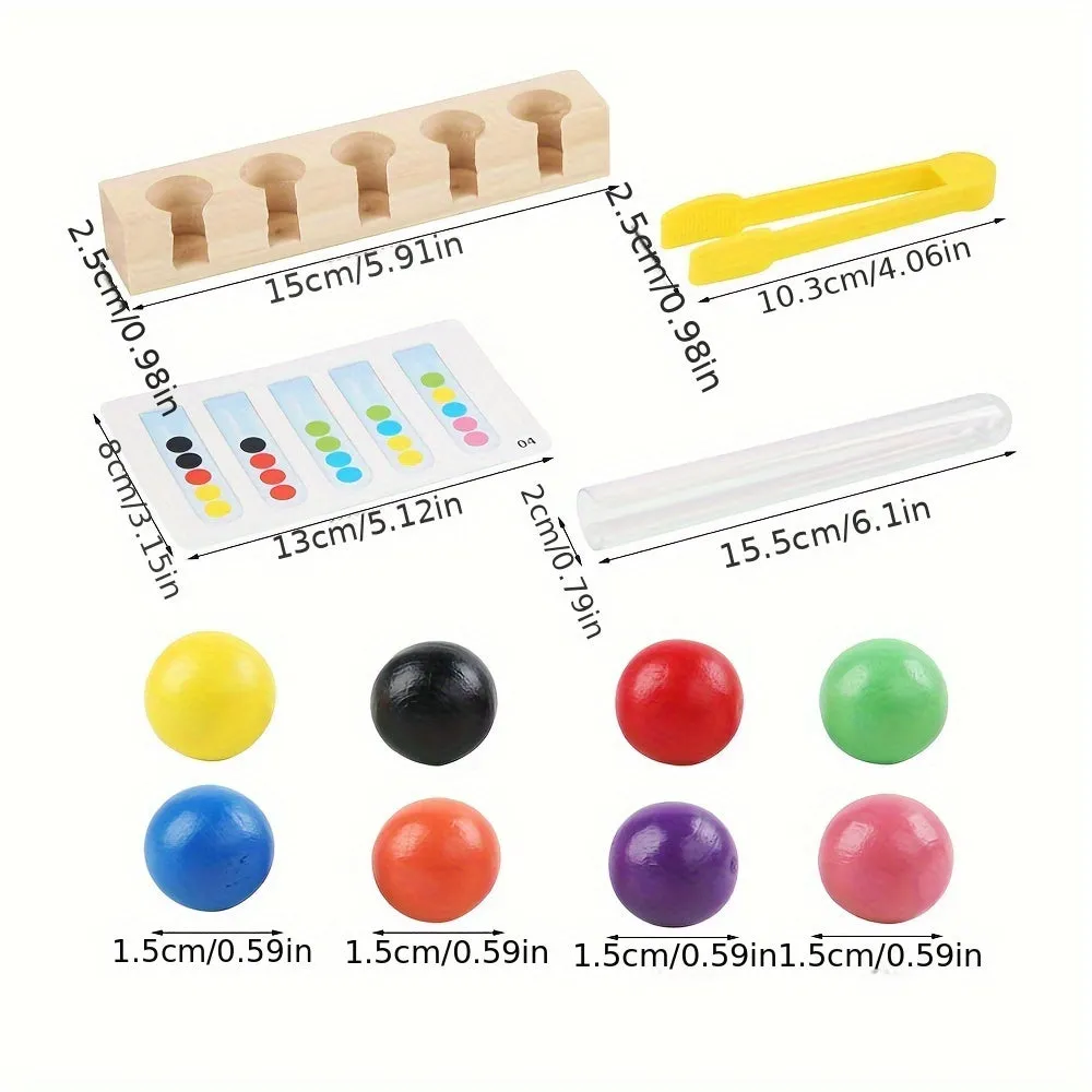 Clip Beads Test Tube Toy, Rainbow Beads Game Color Sorting Toys Counting Matching Game Bead Counting