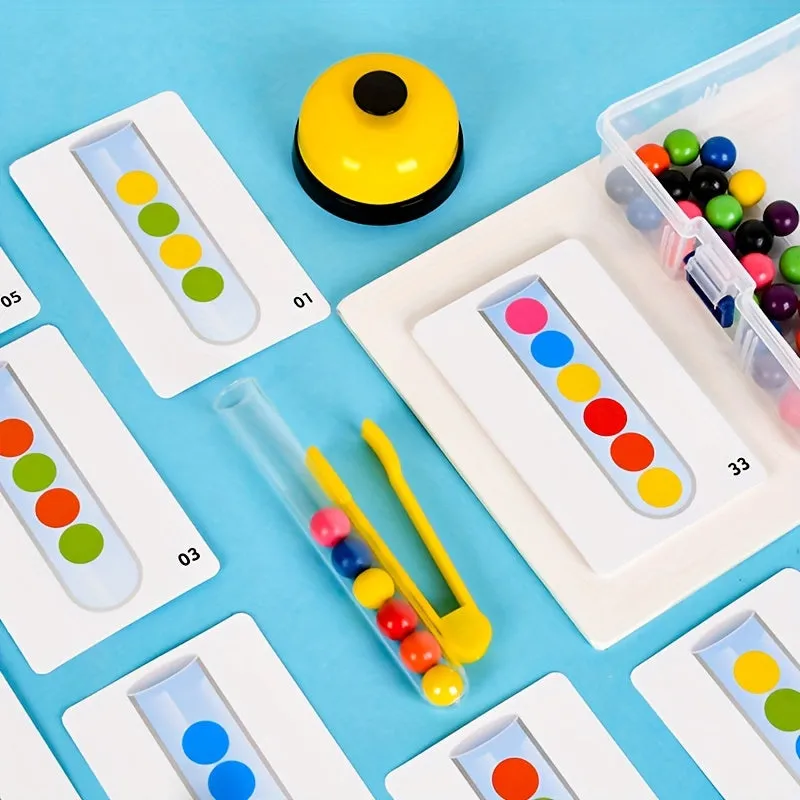 Clip Beads Test Tube Toy, Rainbow Beads Game Color Sorting Toys Counting Matching Game Bead Counting