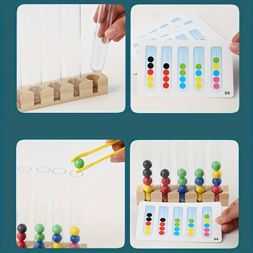Clip Beads Test Tube Toy, Rainbow Beads Game Color Sorting Toys Counting Matching Game Bead Counting