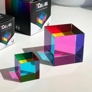 CMY Cubes Original (50mm) - Cyan, Magenta & Yellow Cube - Optical Color Cube - Teaches Subtractive Color Mixing for Ages 15 , Educational, Scientific, Physics & Kinetic Art Desk Object, STEAM