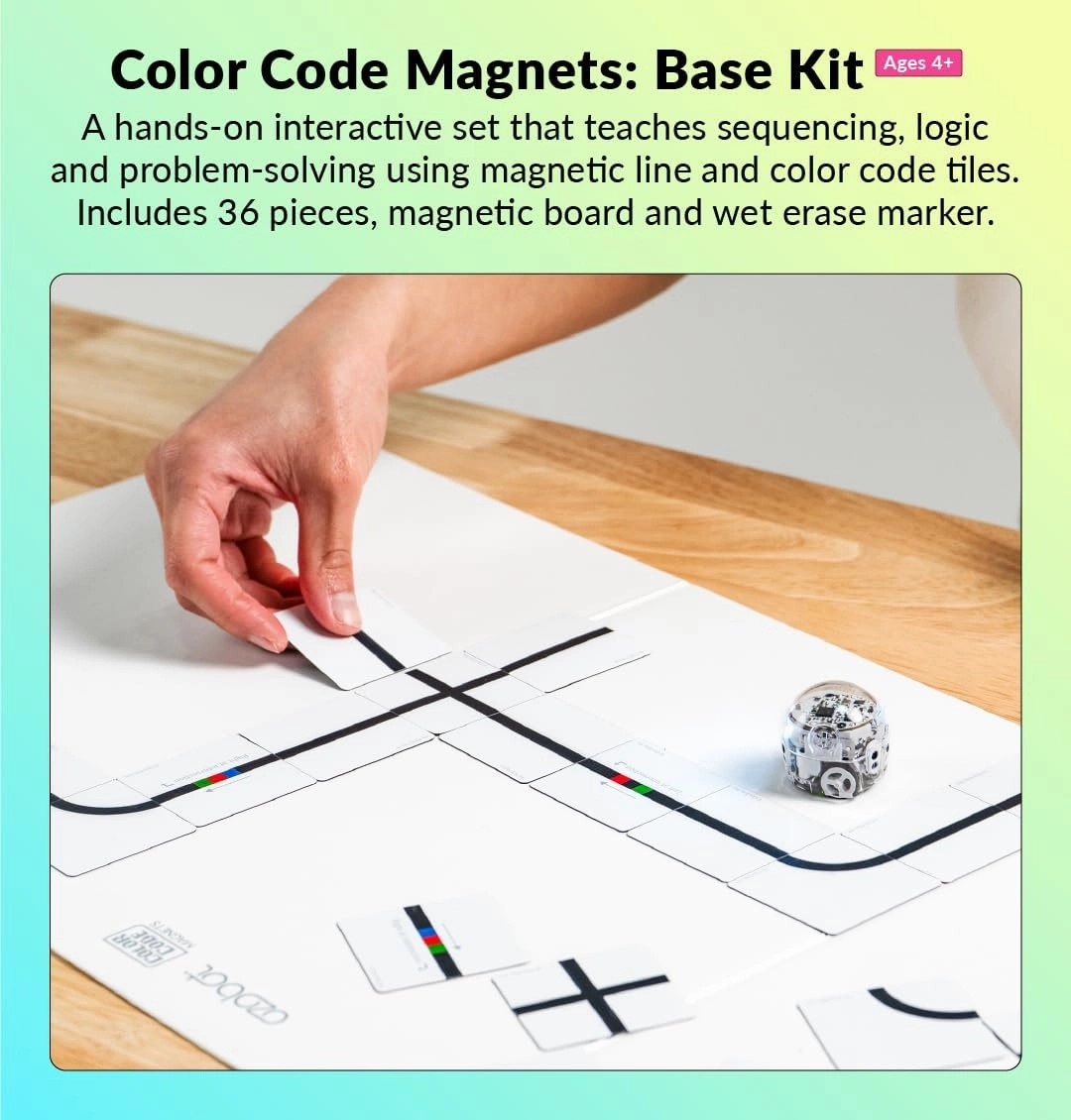 Color Code Magnets Base Kit: Interactive Coding Learning Tool for Kids Ages 5 , Enhances Logic & Problem-Solving Skills, Classroom Education, 36 Tiles, Evo Required Not Included
