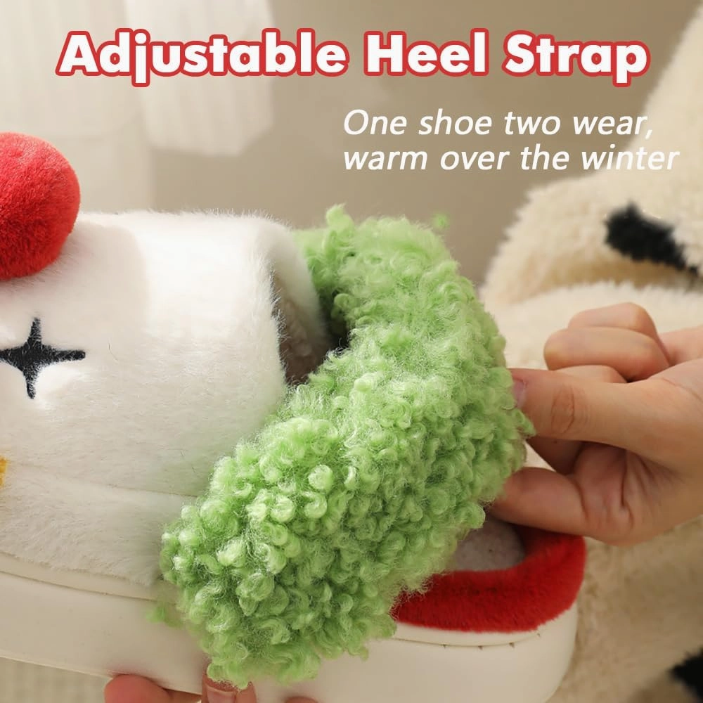 COLSA Halloween Slippers For Women Men Christmas Santa Claus Slippers Cute Winter Plush Furry House Clown Slippers