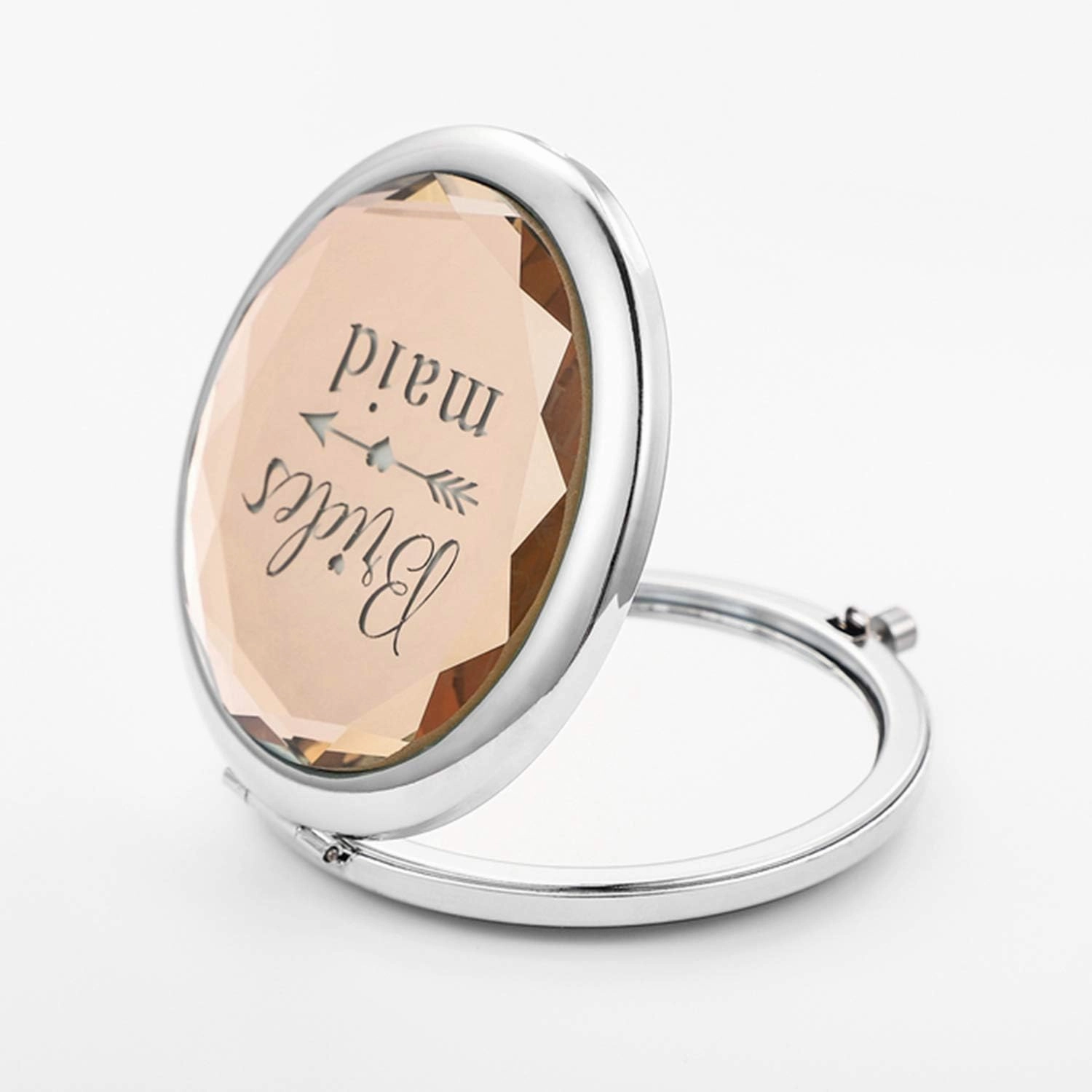 Compact Pocket Makeup Mirrors Set - 9 Piece Wedding Gifts: Bride, Maid of Honor, Matron of Honor & 6 Bridesmaid Mirrors - Champagne