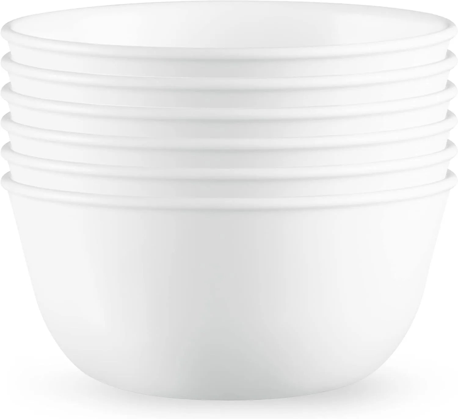 Corelle Vitrelle 6-PC Medium 28-oz Glass Soup/Cereal Bowls Set, Chip & Crack Resistant Dinnerware Bowls for Soup, Ramen, Cereal and More, Winter Frost White