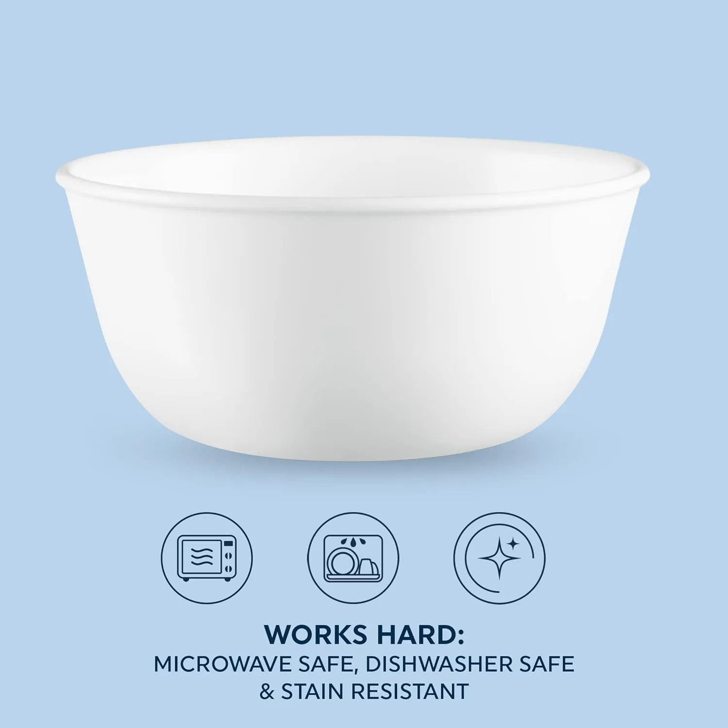 Corelle Vitrelle 6-PC Medium 28-oz Glass Soup/Cereal Bowls Set, Chip & Crack Resistant Dinnerware Bowls for Soup, Ramen, Cereal and More, Winter Frost White