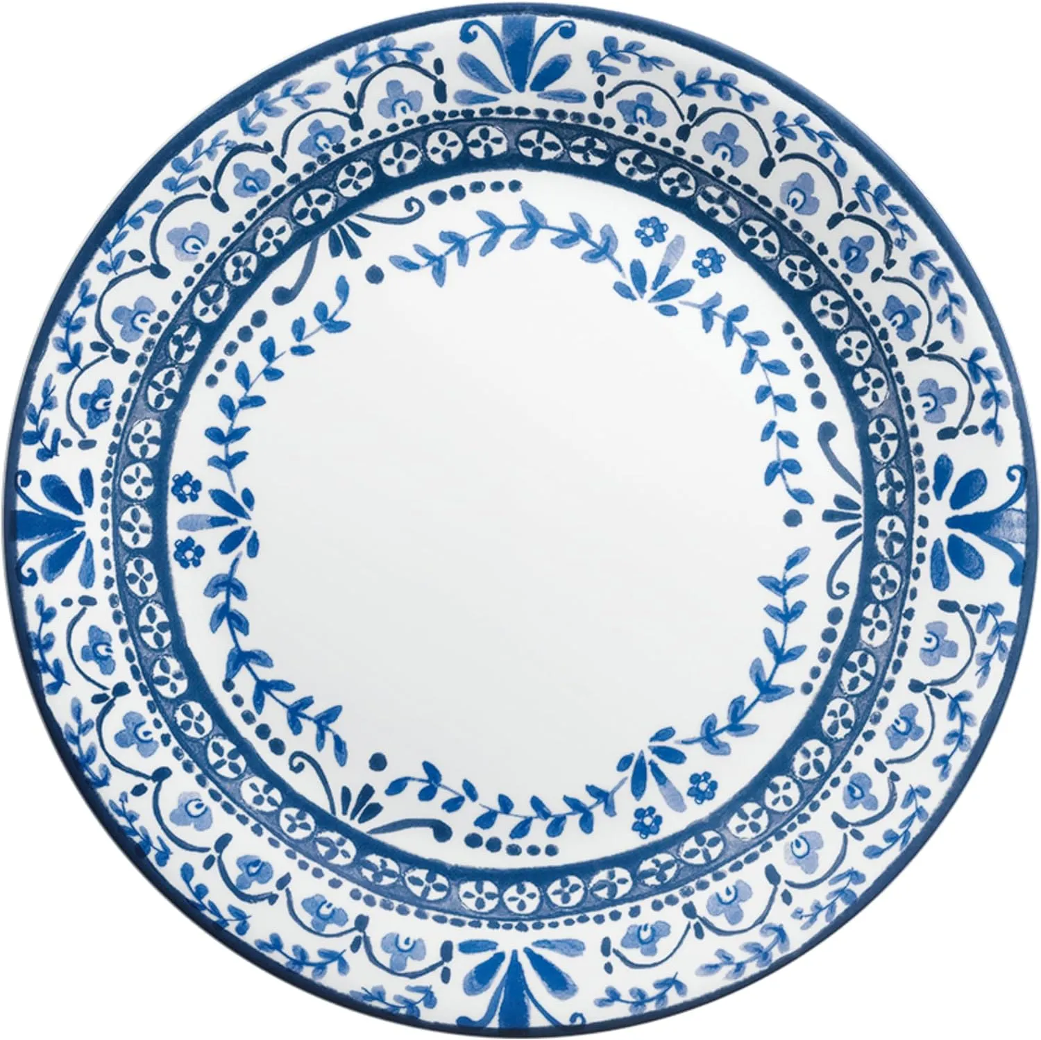 Corelle Vitrelle Salad Plates Set, Triple Layer Glass and Chip Resistant, 9-Inch Lightweight Round Plates, Portofino, Caspian, 6-Piece