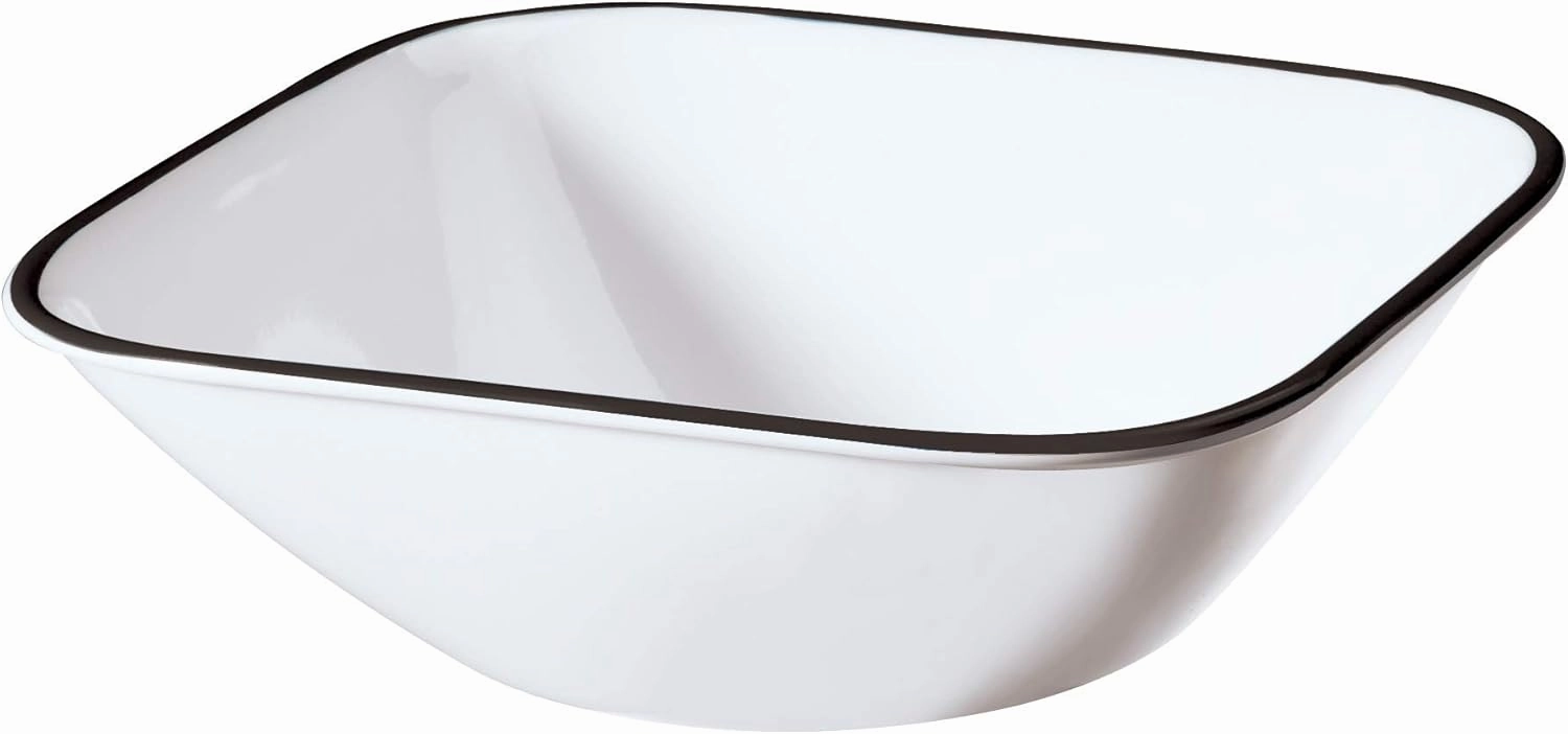 Corelle 18-Piece Service for 6 Dinnerware Set, Triple Layer Glass and Chip Resistant, Lightweight Square Plates and Bowls Set, Simple Lines