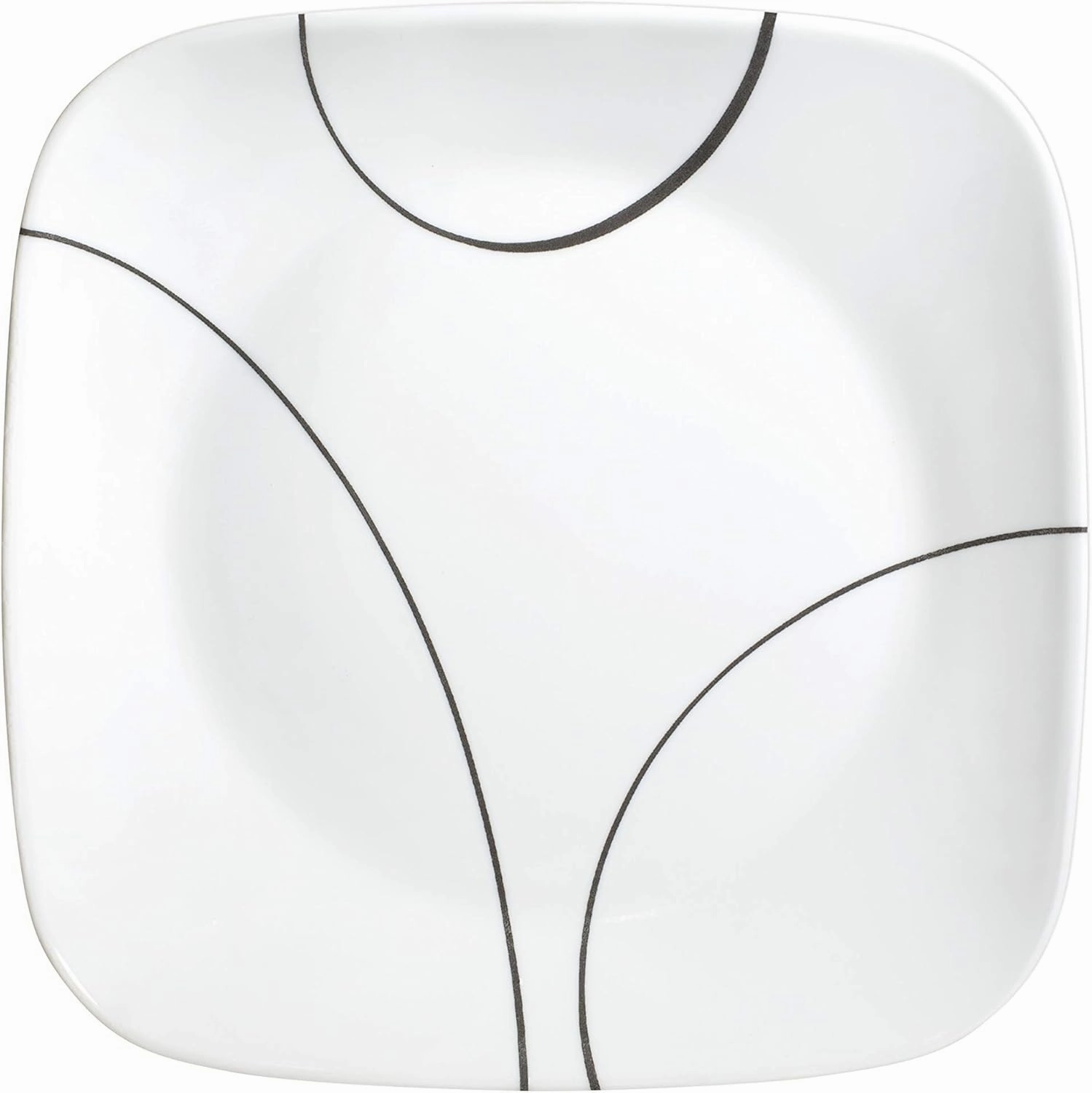 Corelle 18-Piece Service for 6 Dinnerware Set, Triple Layer Glass and Chip Resistant, Lightweight Square Plates and Bowls Set, Simple Lines