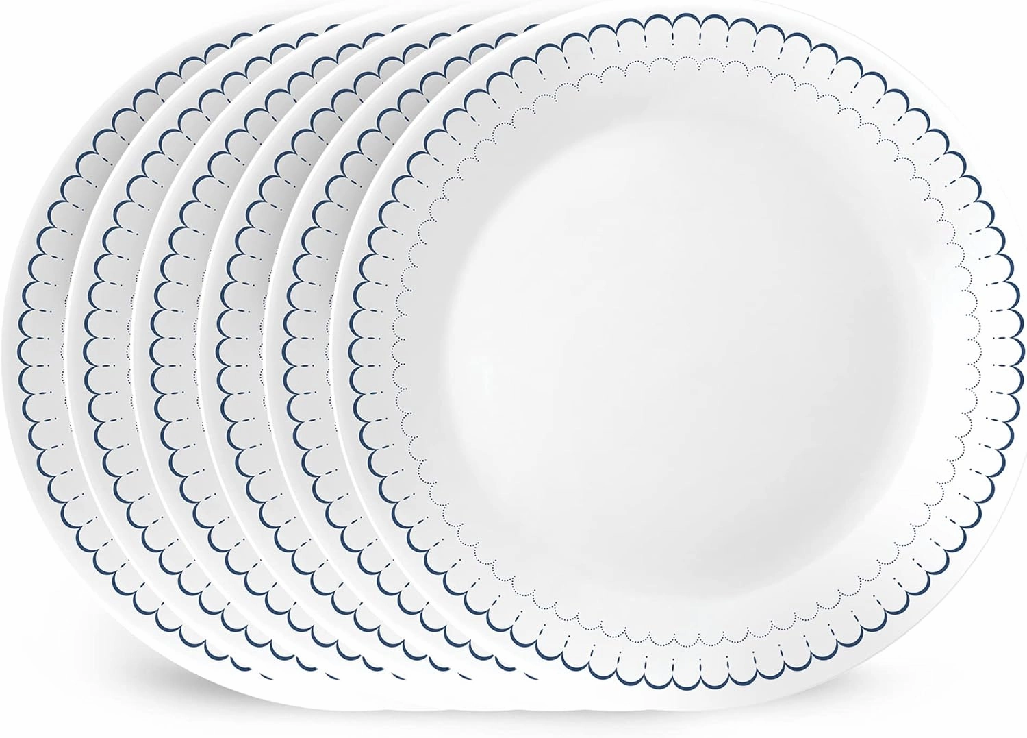 Corelle Vitrelle 10.25" Dinner Plates Set, Triple Layer Glass and Chip Resistant, Lightweight Round Plates, 8-Piece Winter Frost White