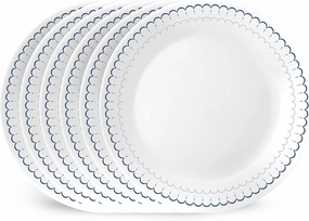Corelle Vitrelle 10.25" Dinner Plates Set, Triple Layer Glass and Chip Resistant, Lightweight Round Plates, 8-Piece Winter Frost White